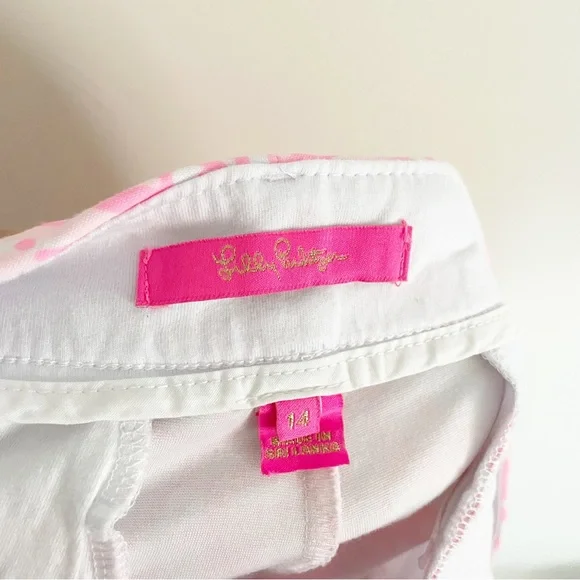 Lilly Pulitzer Jayne Knit Shorts Pelican Pink Sea Cups Print 7” Inseam Size 14 - Picture 9 of 11